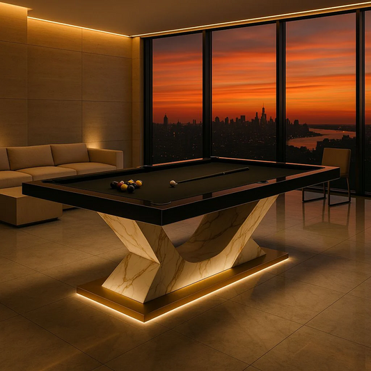 The Opulent Modern Slate Marble Pool Table with LED Lights Exclusivley by White Billiards